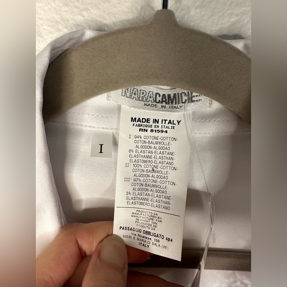 NaraCamicie | Italian Made White Zip Up 3/4 Sleeve Blouse - Picture 10 of 11